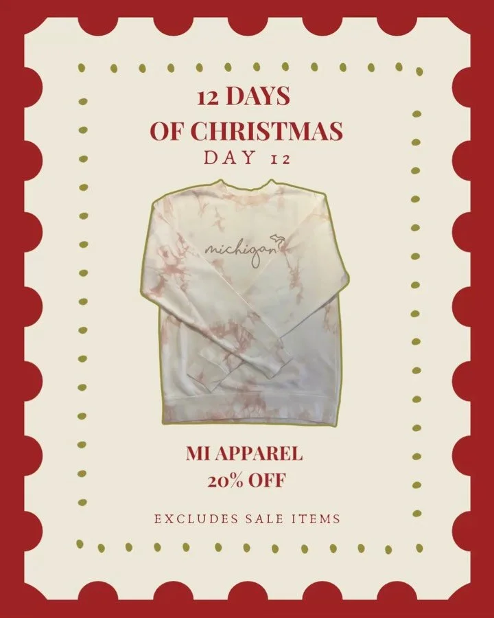 On the 12th day of Christmas Lana&rsquo;s gives to you&hellip; 20% off of Michigan Apparel &mdash; a favorite tried and true! 💜🎄✨ Shop the coziest way to rep your home state! With so many great styles you will have trouble choosing which one to gif