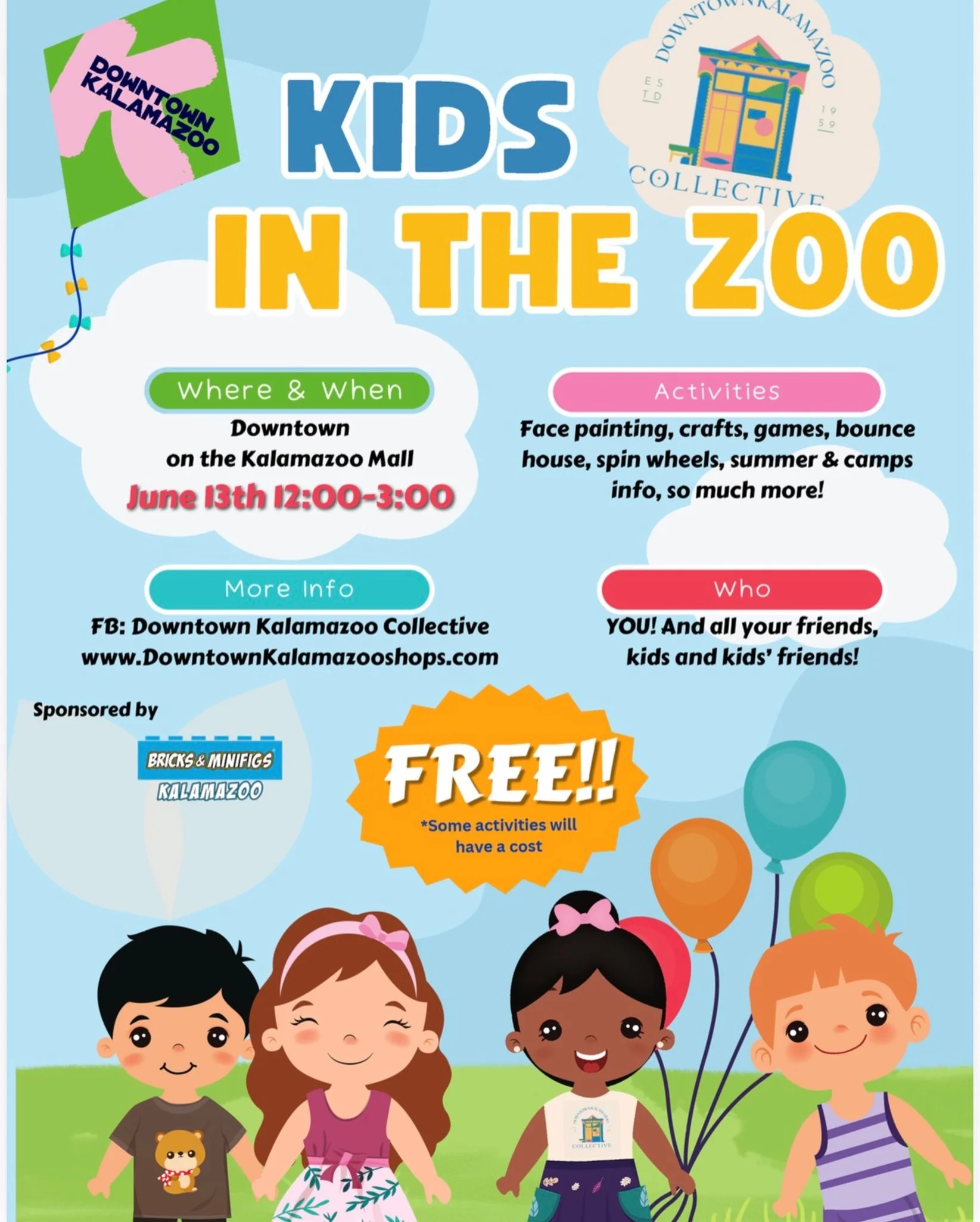 Kids in the Zoo is this Saturday! 

Bring the whole family downtown for a day full of fun, animals, activities, and memories. We can&rsquo;t wait! 

Stop by Lana&rsquo;s Boutique for some bubble fun! 🫧

#kidsinthezoo #downtownkalamazoo #familyfun #k