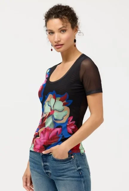 johnny was mesh floral top