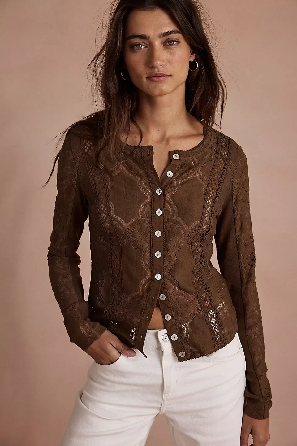 FP brown lace layering top