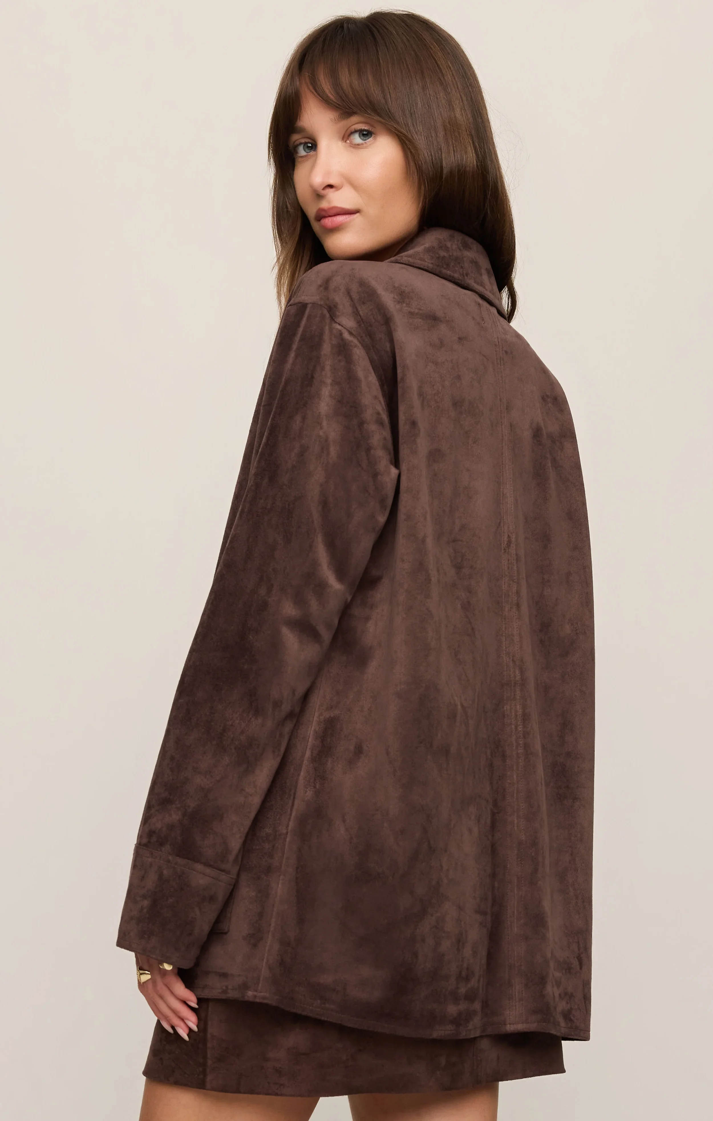 z supply chocolate suede coat