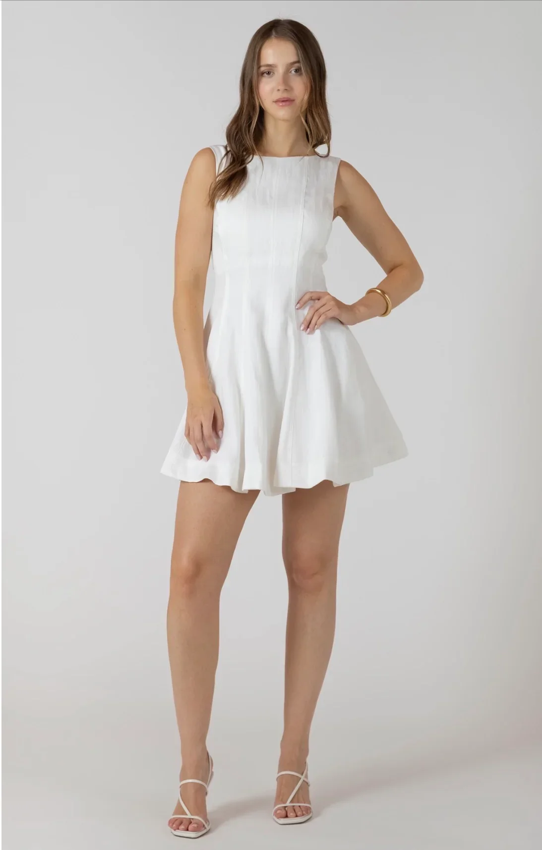 dex fit and flare white dress