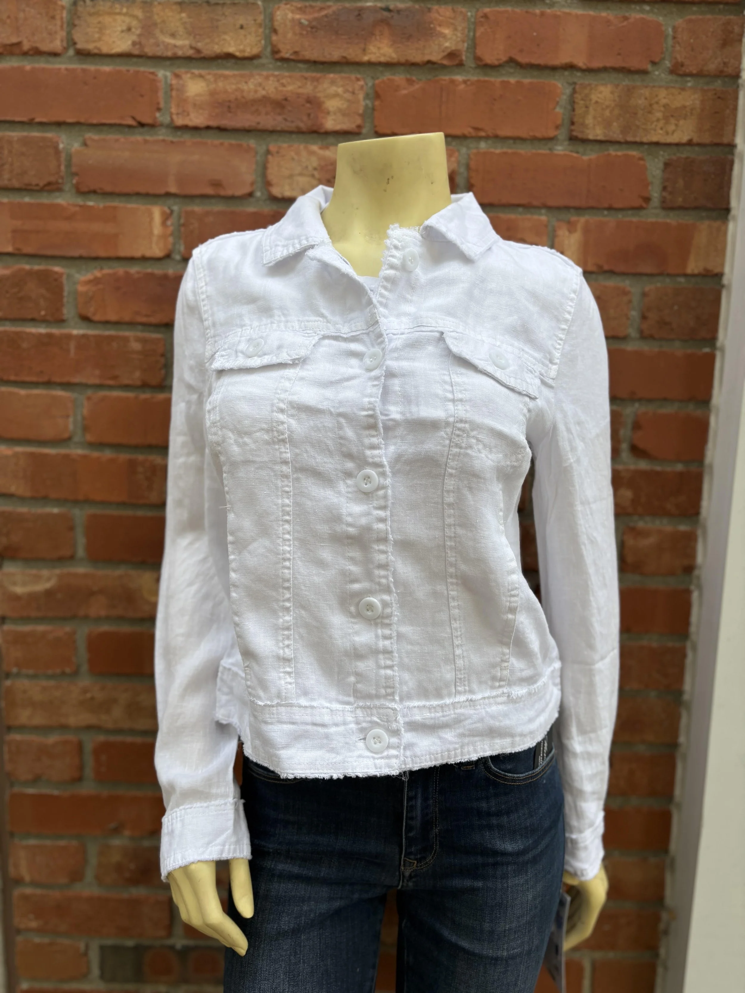 white 100% linen jacket