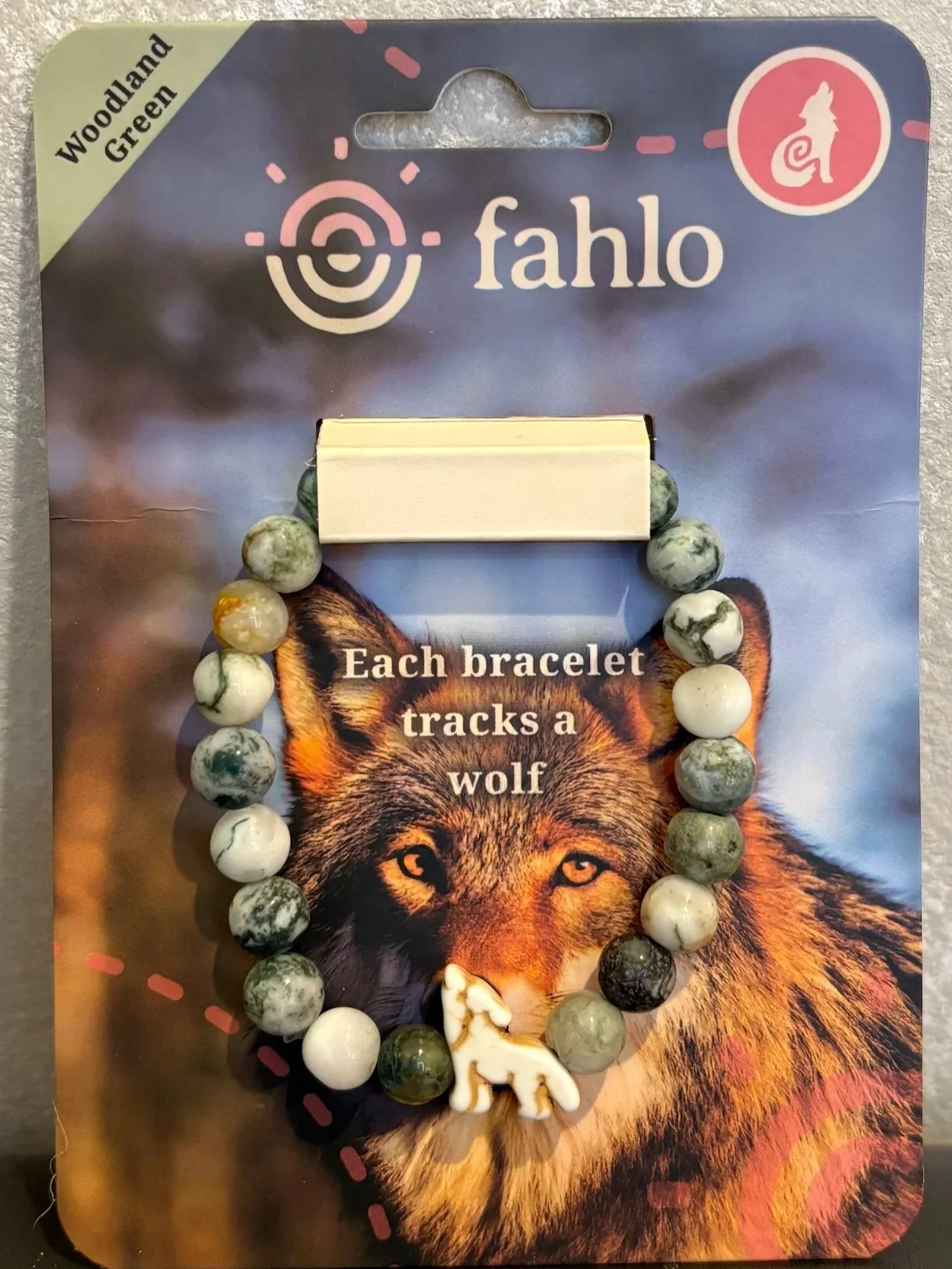 fahlo wolf bracelet woodland green