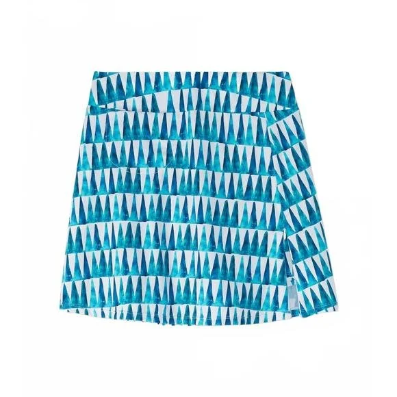blue pattern sun protection skort
