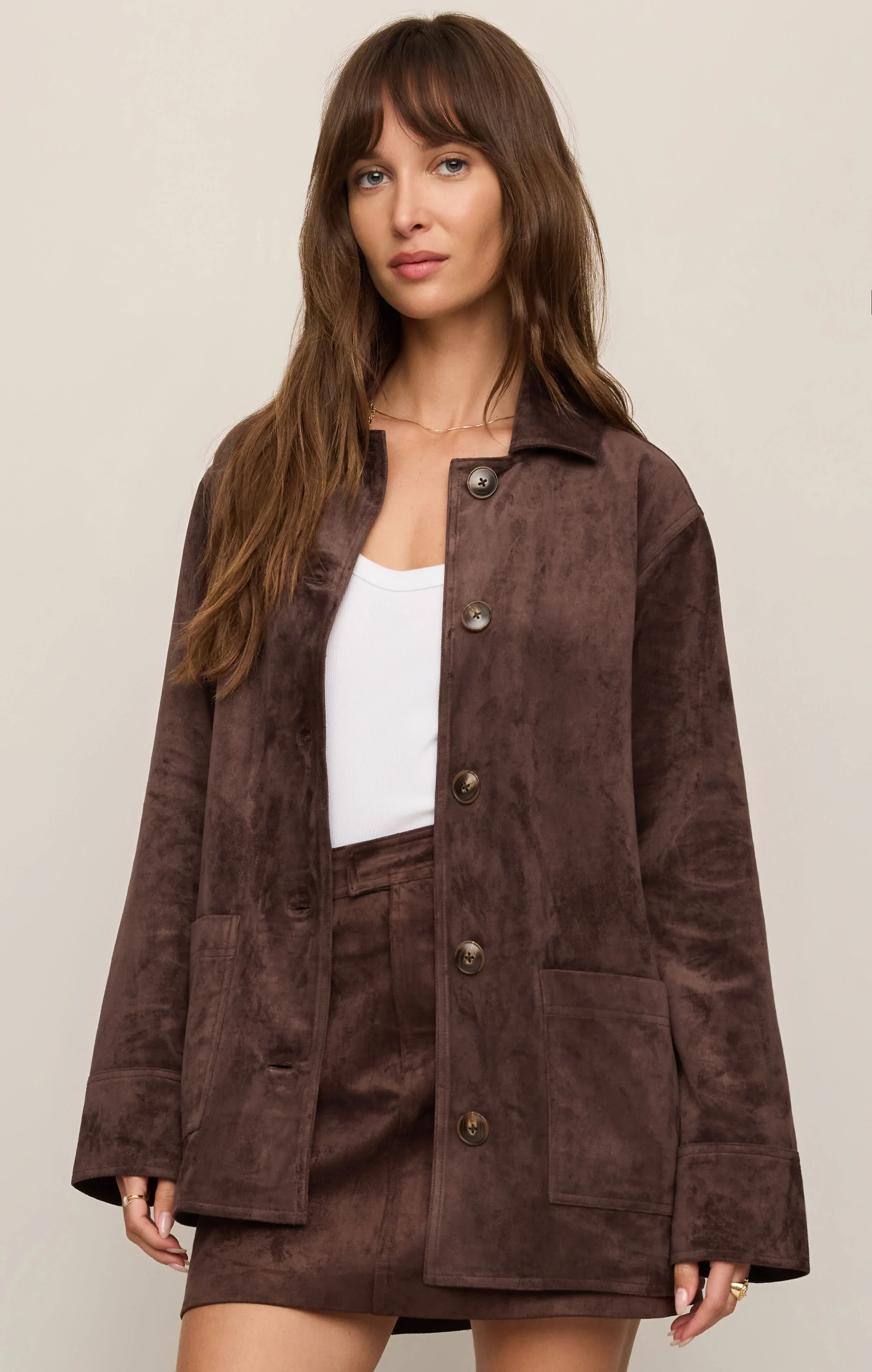 Z Supply Decker Faux Suede Chore Coat