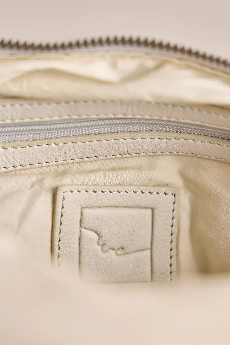 fp white leather handbag