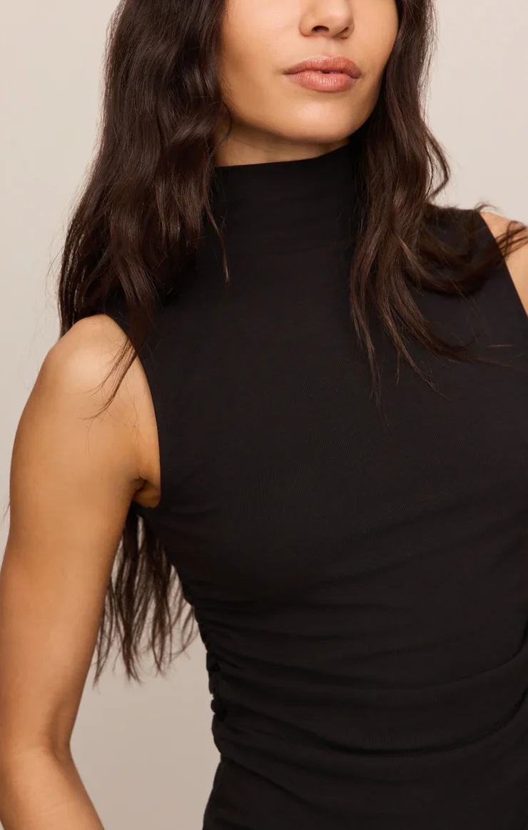black high neck ribbed tank