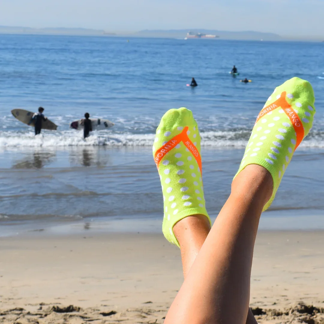 california mango flip flop socks beach
