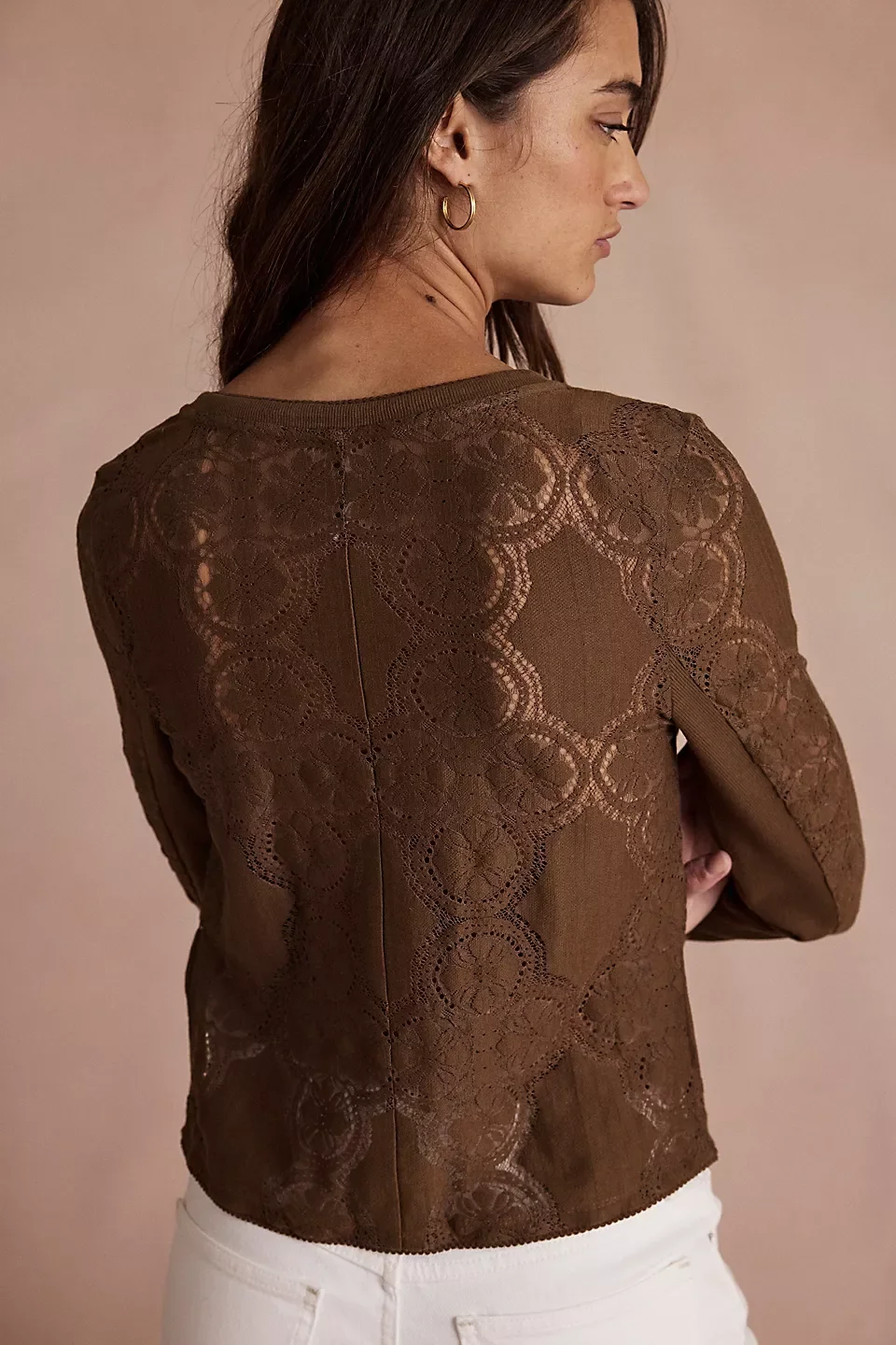Free People top layering brown sheer