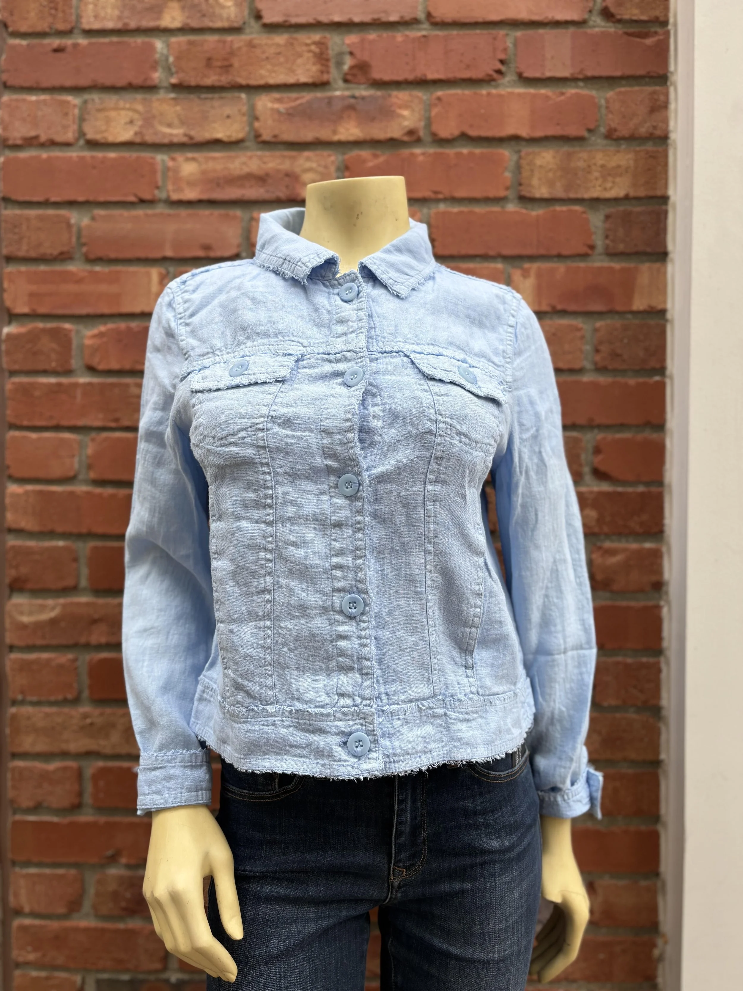 lulu b linen jacket blue