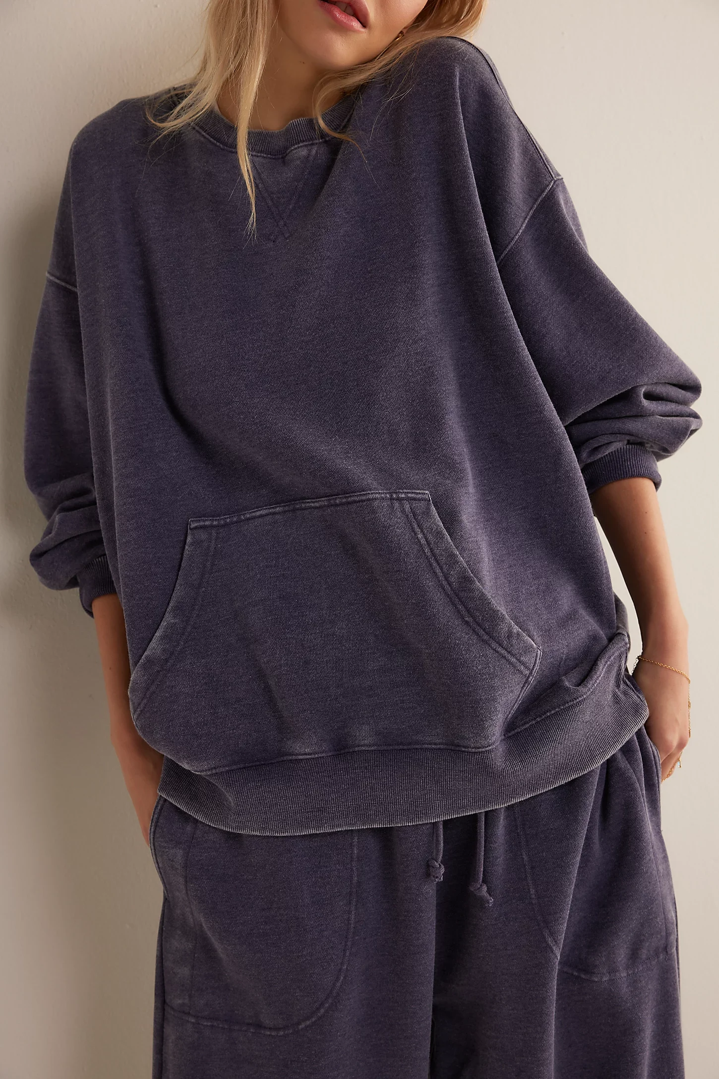 Free People Slow It Down Pullover- Peacoat