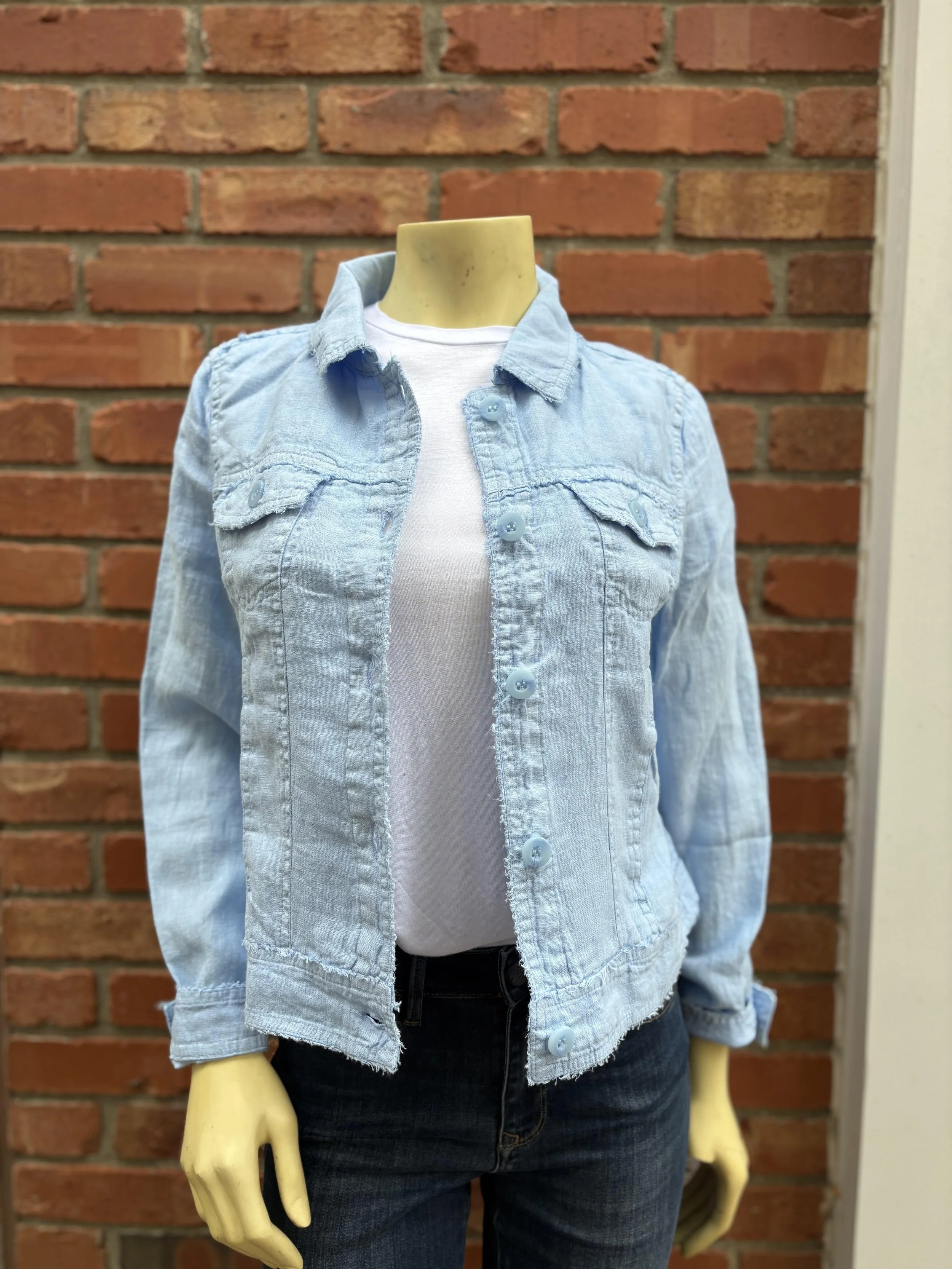 blue womens linen jacket