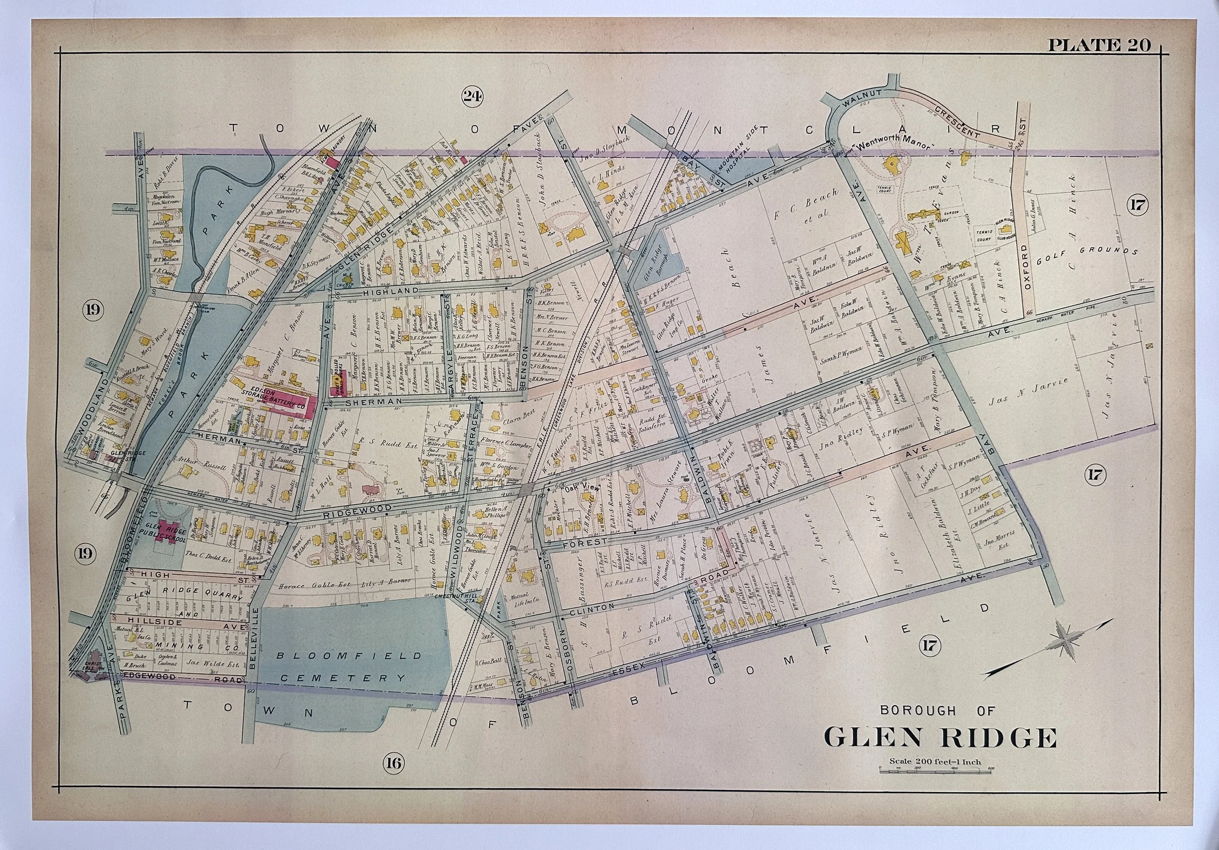 Glen Ridge Historic District North End Map NON-MEMBER