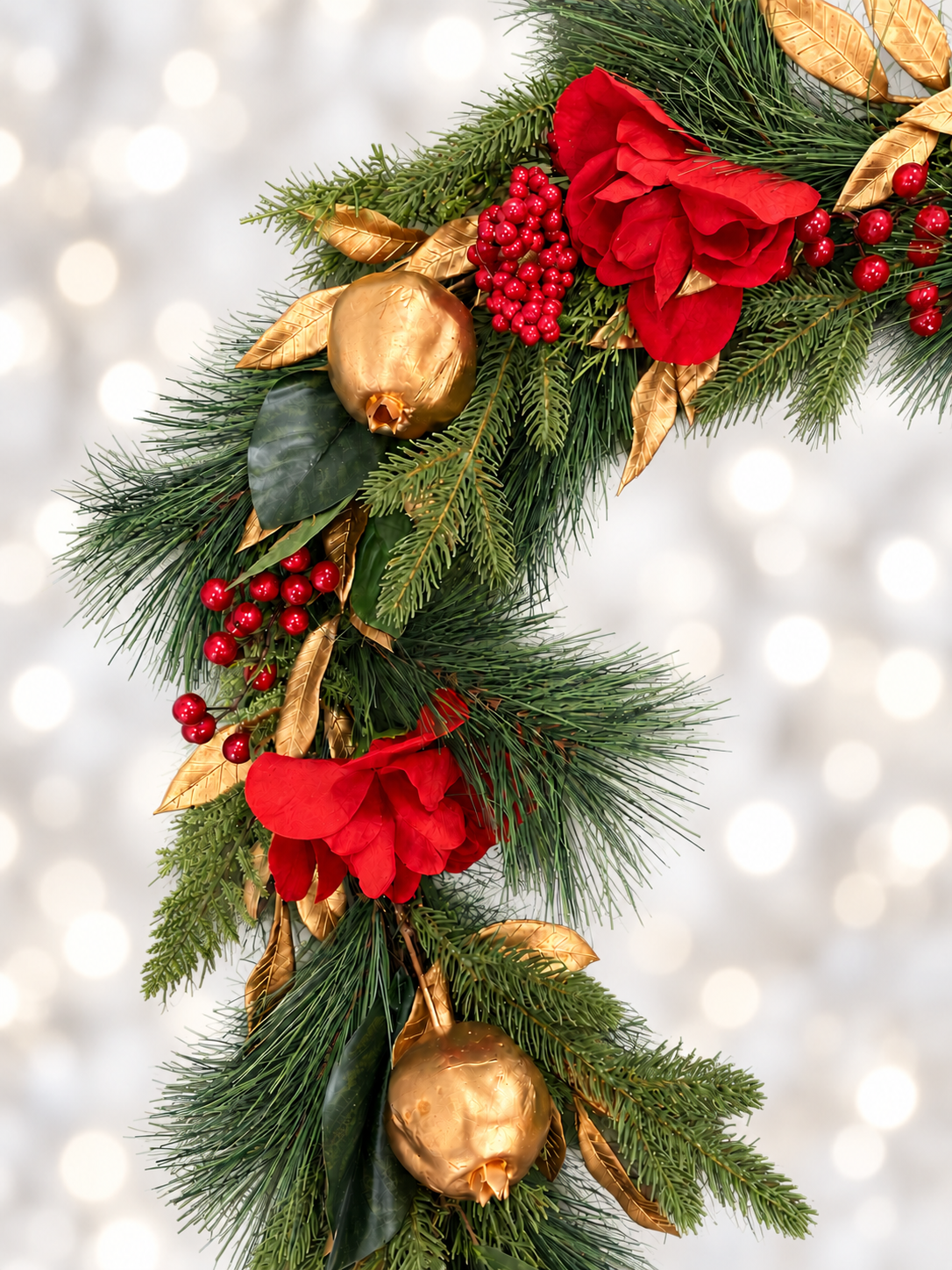 White Christmas Garland with Gold Pomegranates.png