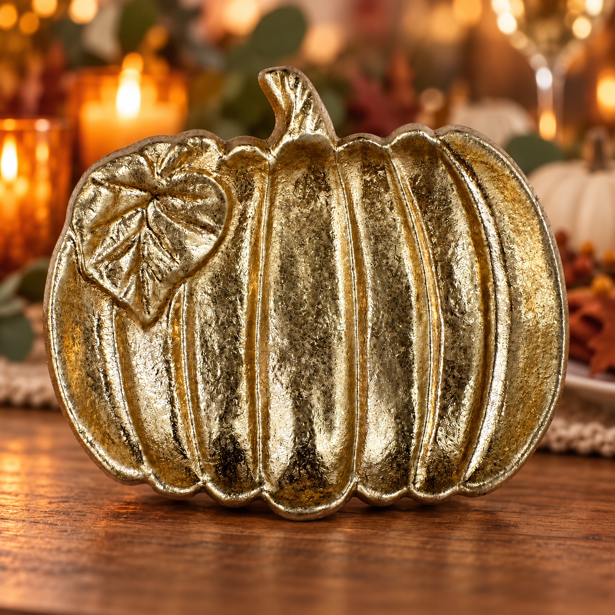 6" Gold Pumpkin Trinket Tray