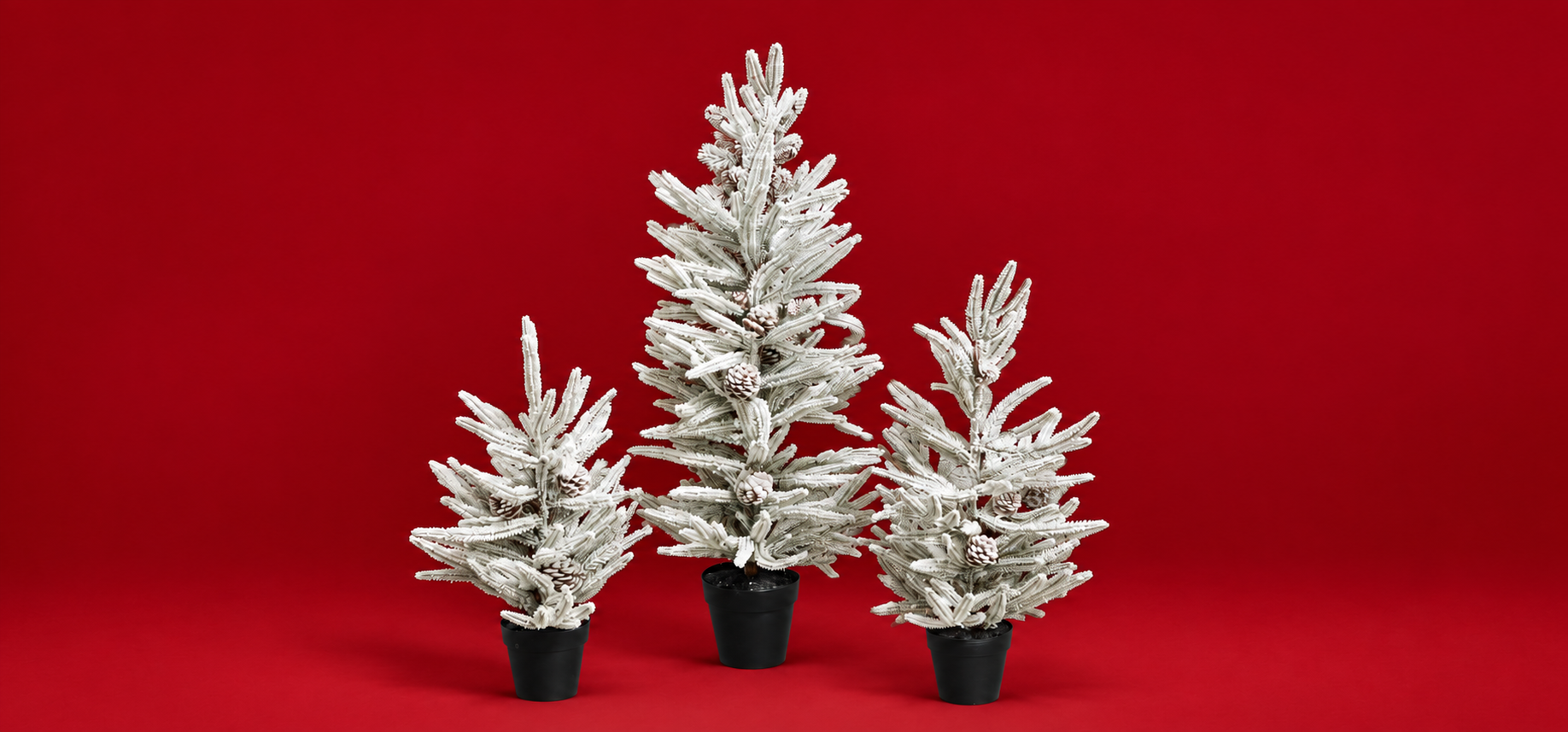 Flocked Mini Christmas Tree Set of 3