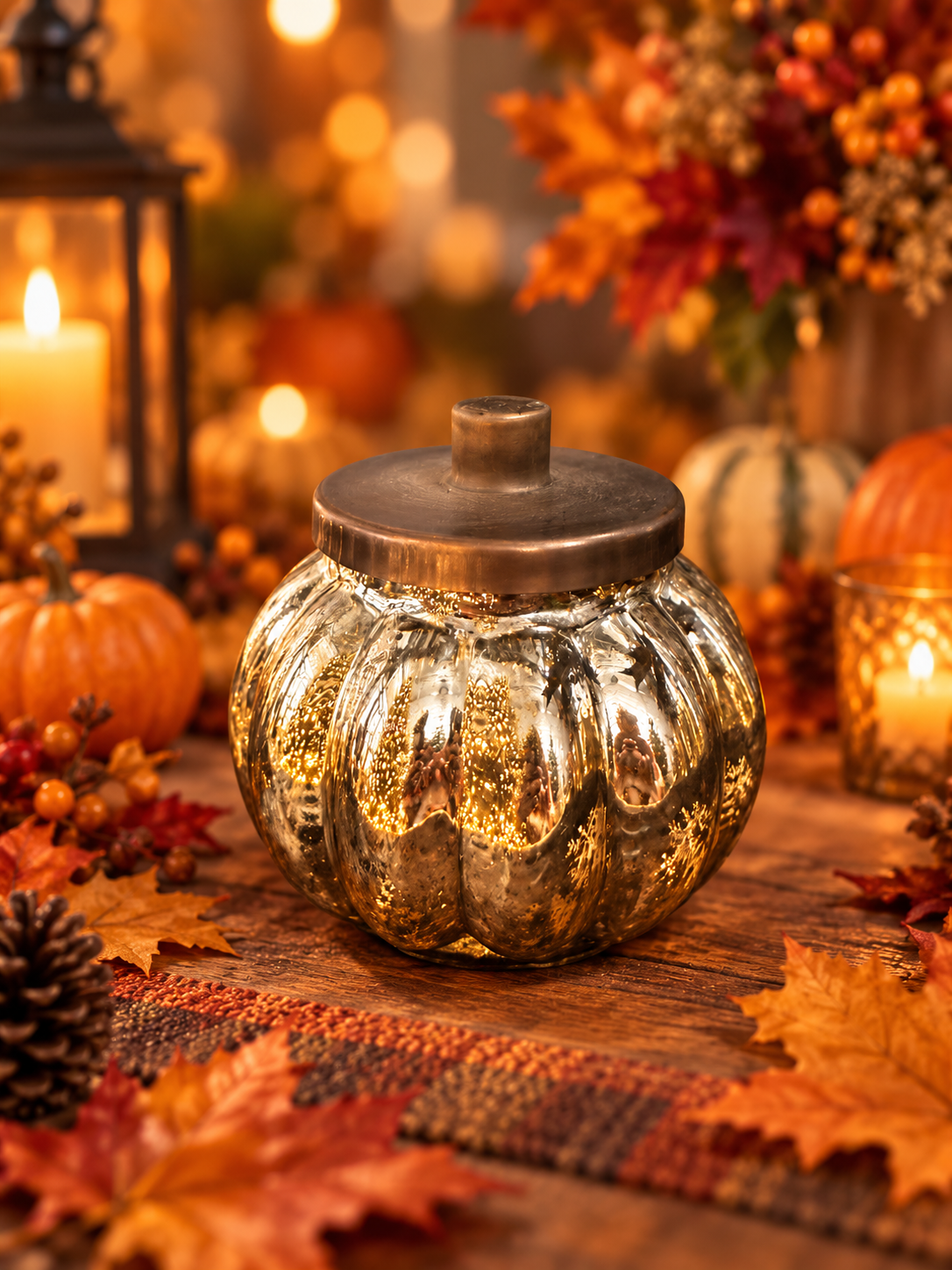 18 oz Mercury Glass Pumpkin Candle