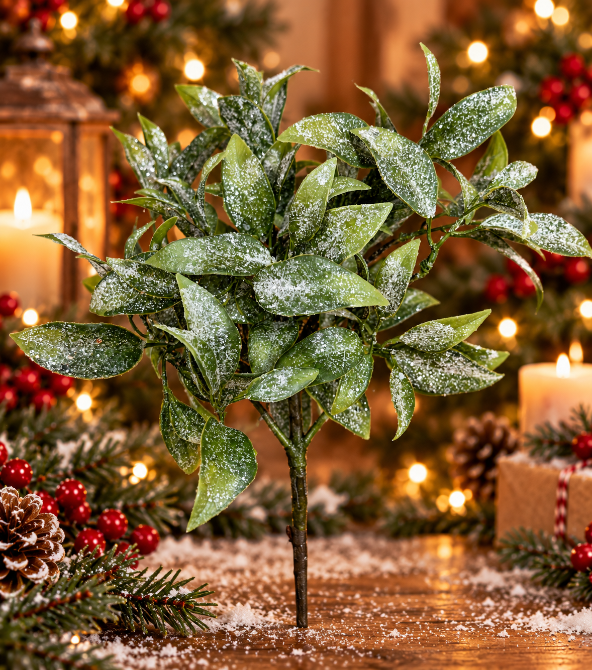13" Snow-Dusted Holiday Greenery