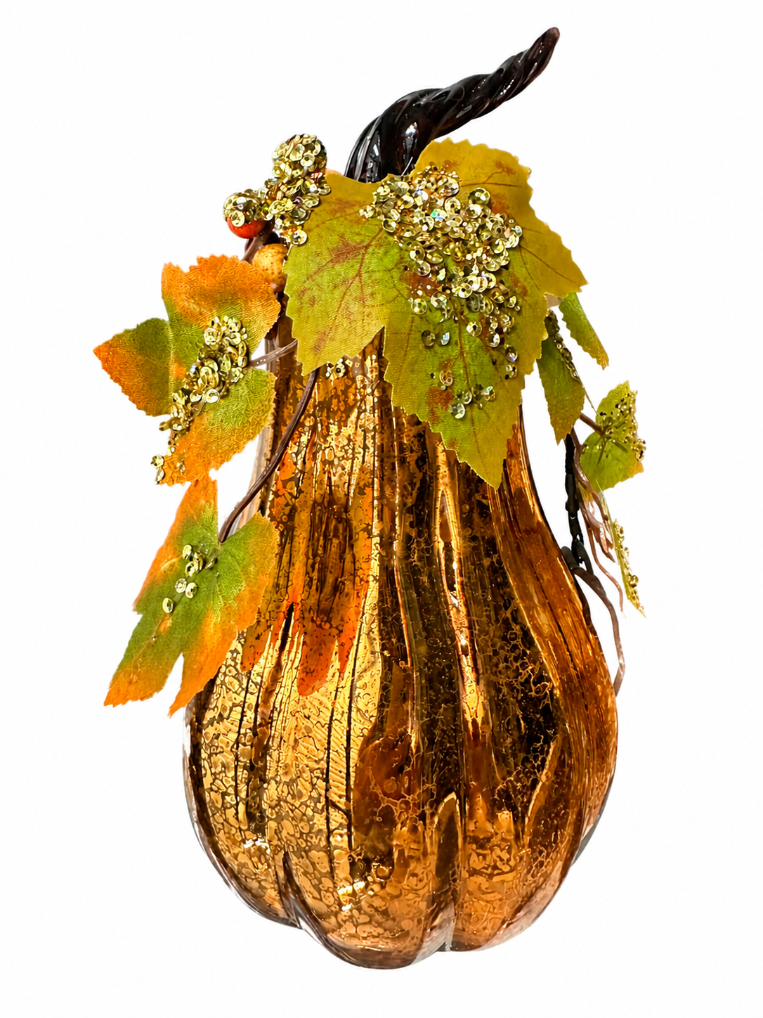 LED Mercury Glass Pumpkin 9" H
