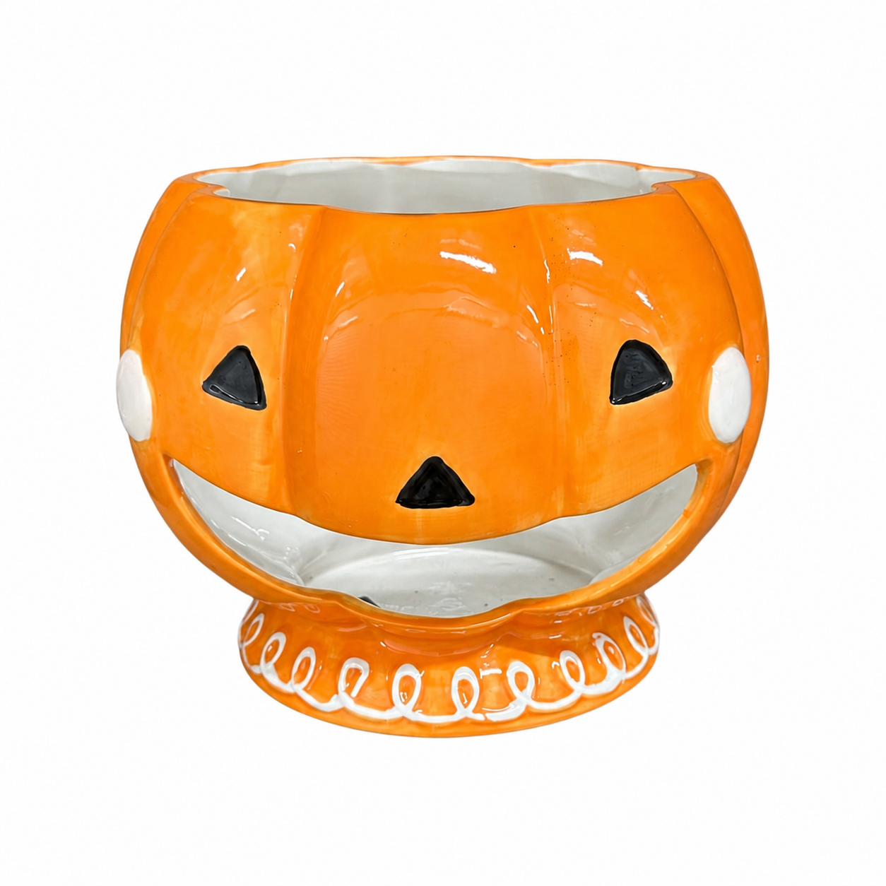 Jack O' Lantern Ceramic Candy Bowl 8" H x 9" D