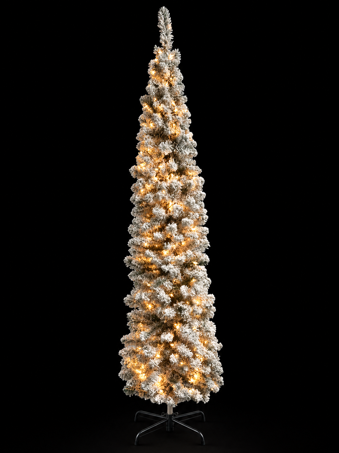 7.5' Flocked Snowy Slim Pre-Lit Christmas Tree