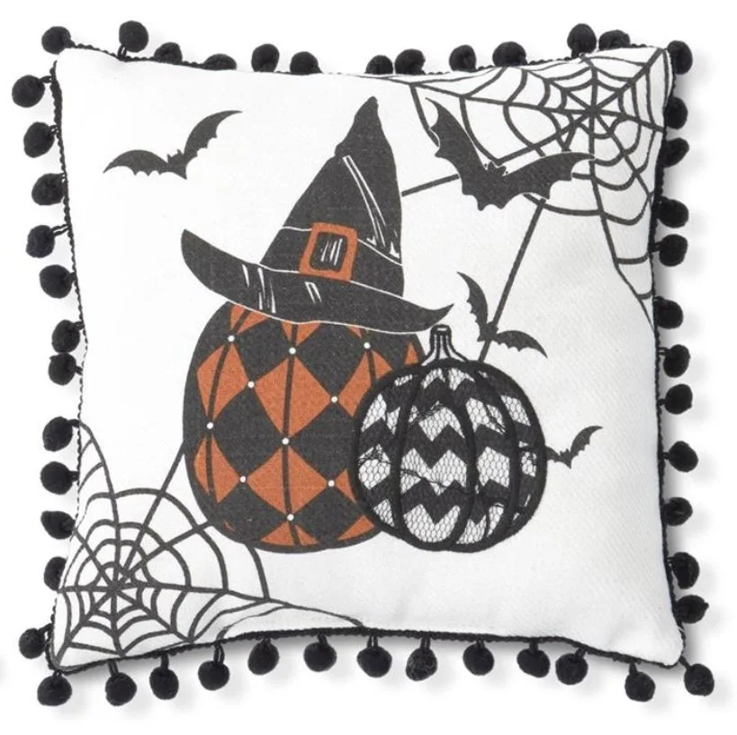 10" Square Halloween Pillow with Bats