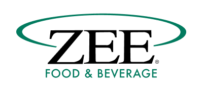 Logo for ZEE Food & Beverage, featuring the company name with a green elliptical swoosh around the text.