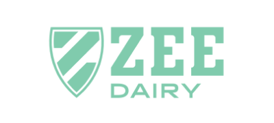 Zee Dairy logo with a shield emblem and green text