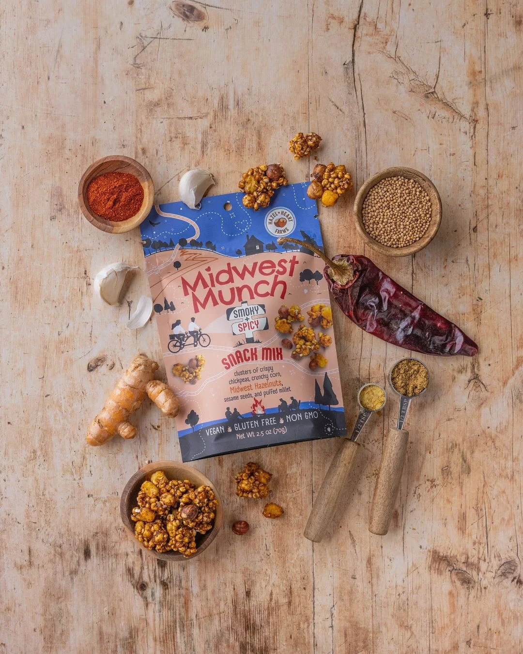 Midwest Munch is here and ready to order! 

This healthy and highly munch-able snack showcases the best of the Midwest; it was designed and created by Emma and the @hazelheartfarms team along with Midwest based farmers, chefs, and artists (the packag