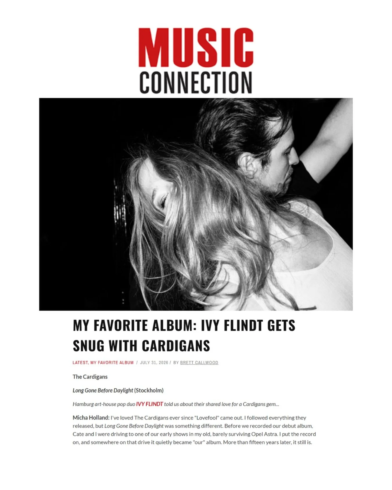 Ivy Flindt shares The Cardigans' Long Gone Before Daylight with Music Connection as their favorite album. In this feature, they share how this beloved record shaped their songwriting, led them to producer Per Sunding, and continues to inspire their m