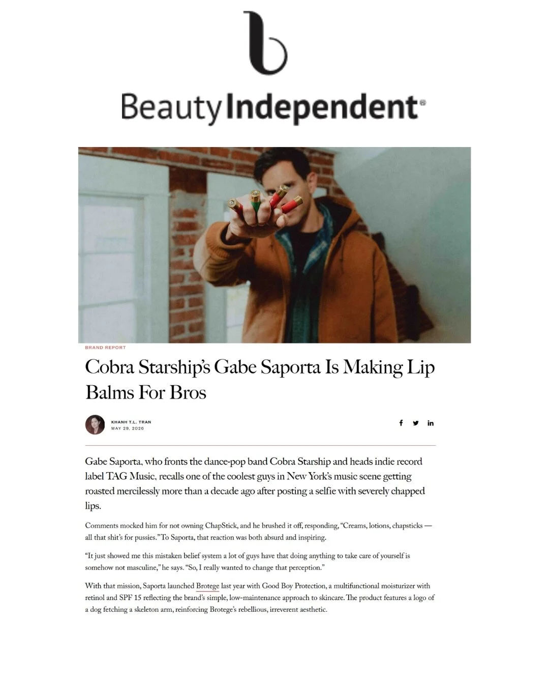 Brotege founder Gabe Saporta sat down with Beauty Independent to talk inspiration behind the brand, breaking the stigma around men's skincare, and the launch of a trio of lip balms. 
Read the full interview at beautyindependent.com 
#mensskincare #me