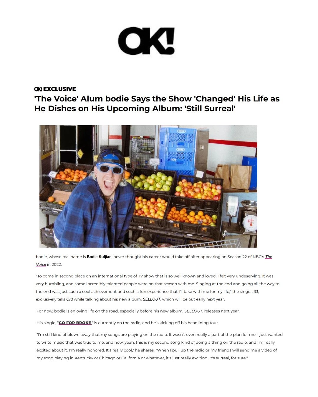 @bodie is gearing up for his next chapter with SELLOUT, his upcoming album and the most personal collection of songs he's released yet. In this new exclusive interview with @okmagazine bodie opens up about returning to his alternative rock roots, the