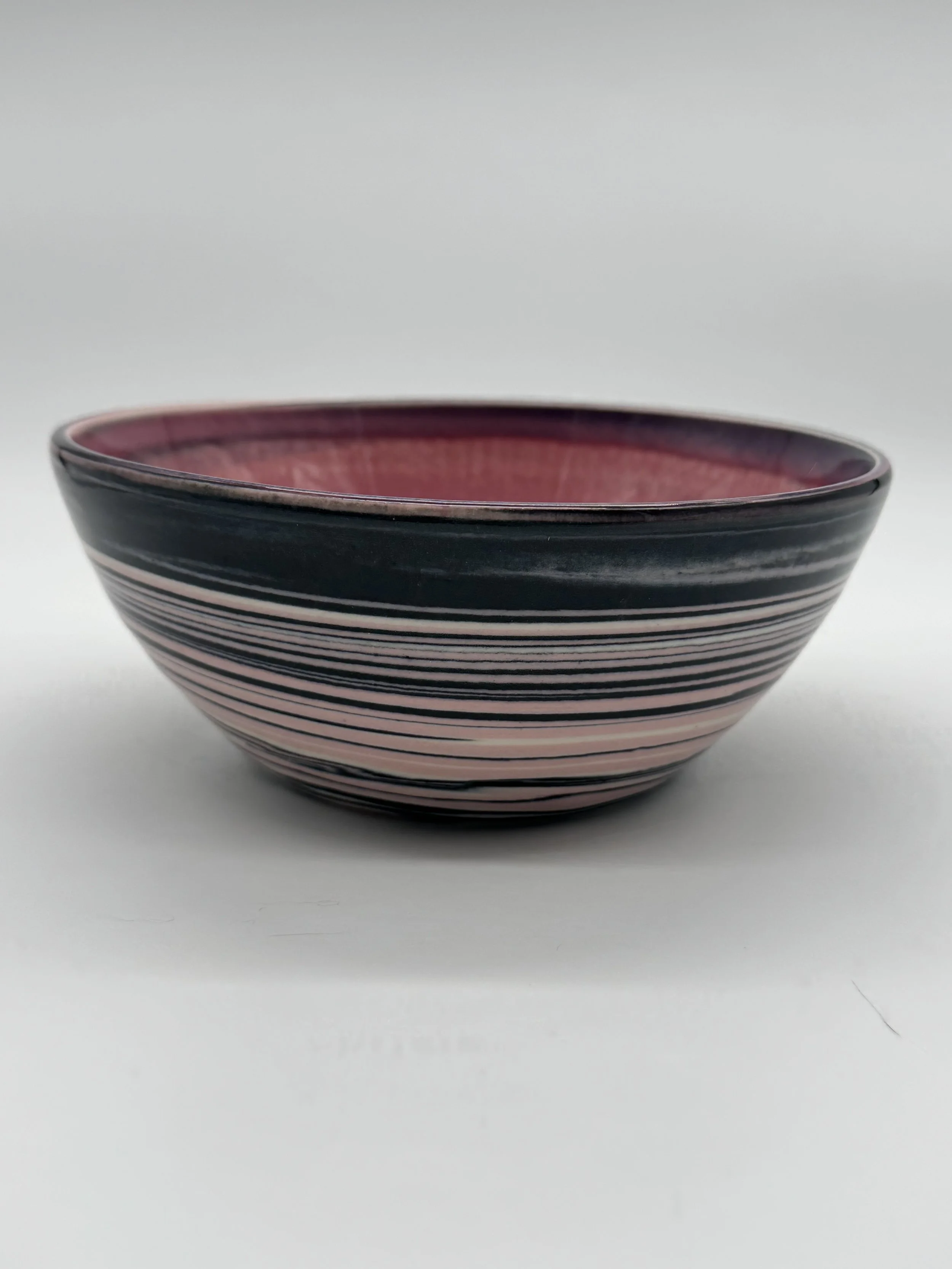 Anxiety Bowl — Black + Blush (Pink Interior)