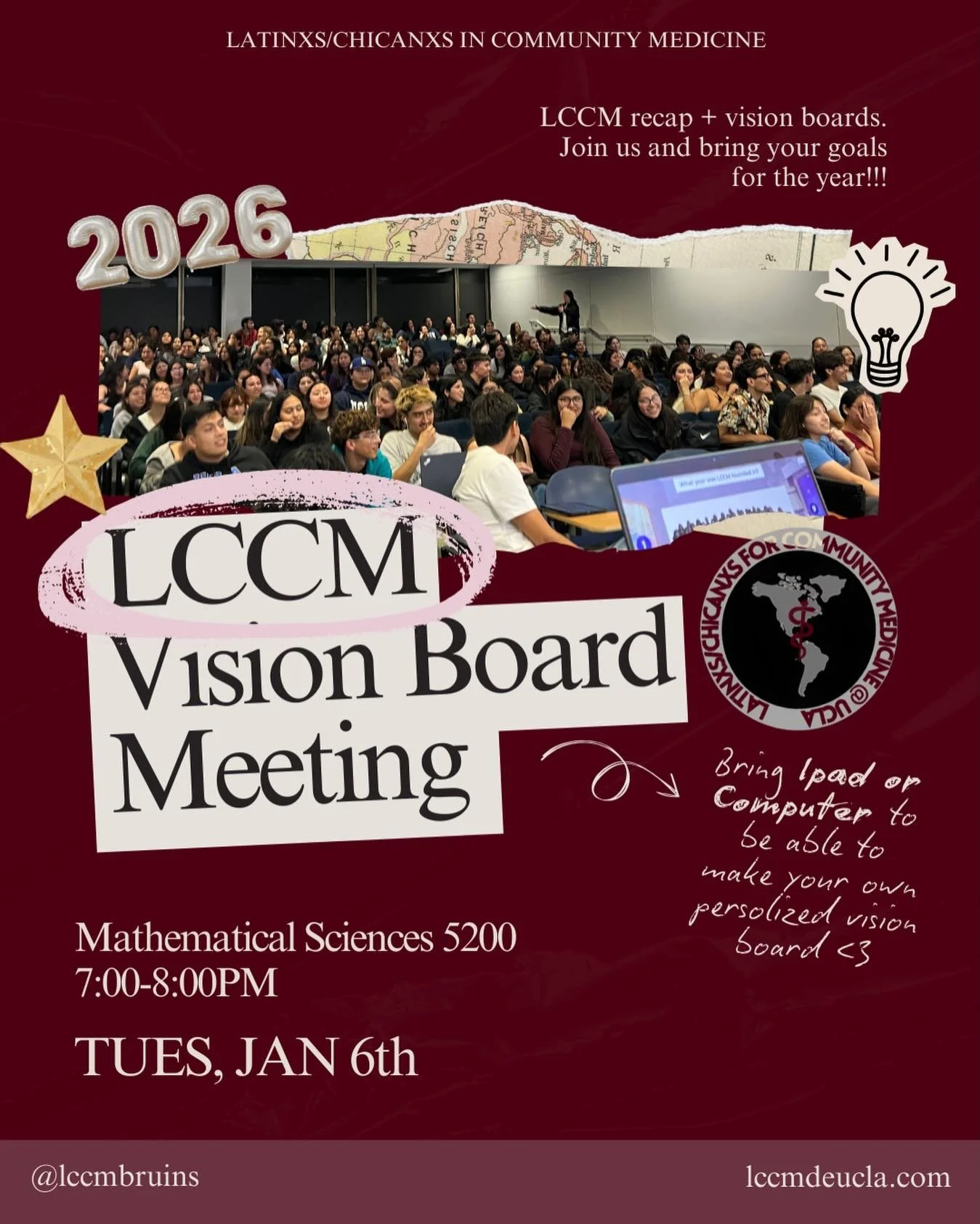 Winter Quarter comienza con LCCM ✨
Join us for our first LCCM General Meeting of the quarter as we go over a quick LCCM info recap and spend time creating vision boards for the year ahead 💭
Whether you&rsquo;re new or returning, this is the perfect 