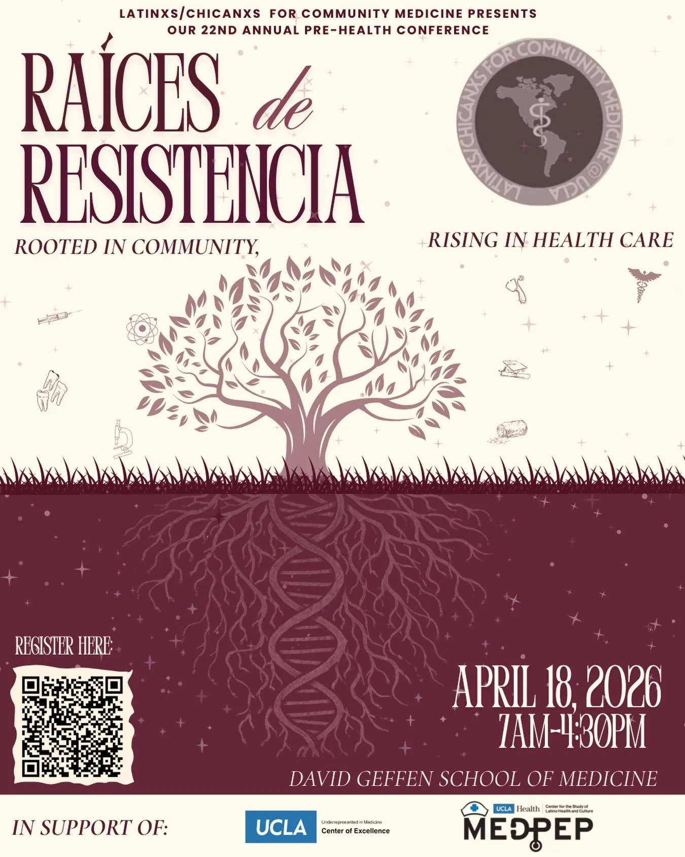 ✨ Ra&iacute;ces de Resistencia ✨
 Rooted in Community. Rising in Healthcare. 🌱🩺
We invite you to our LCCM&rsquo;s 22nd Annual Pre-Health Conference, a FREE, full-day event dedicated to empowering future healthcare professionals 🤎🆓
📍 Geffen Hall,
