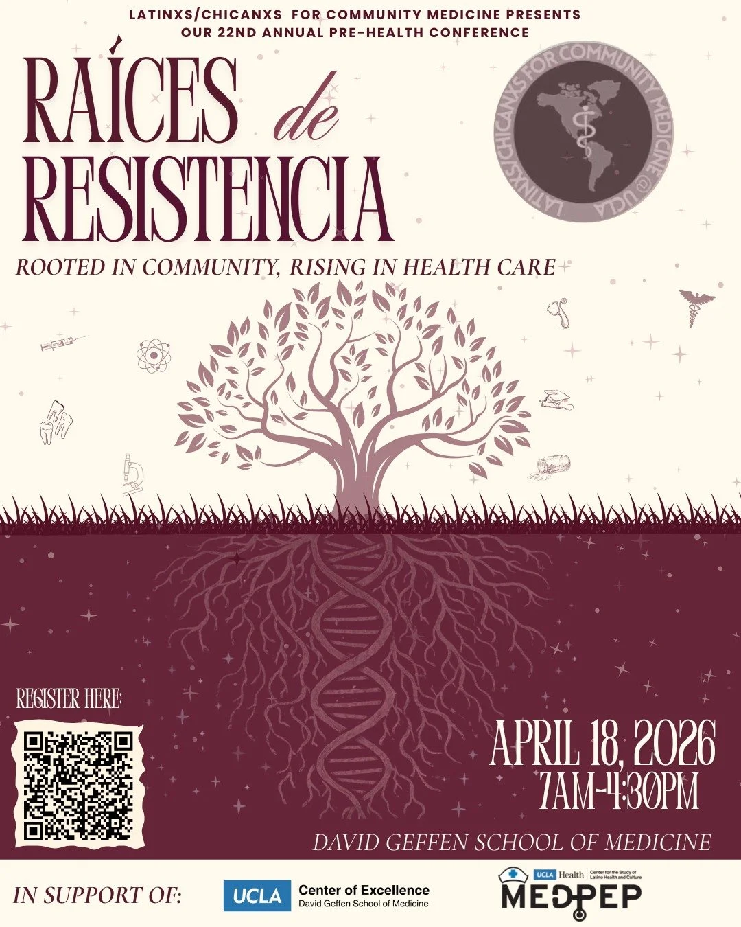 ✨ Ra&iacute;ces de Resistencia ✨
 Rooted in Community. Rising in Healthcare. 🌱🩺
We invite you to our LCCM&rsquo;s 22nd Annual Pre-Health Conference, a FREE, full-day event dedicated to empowering future healthcare professionals 🤎🆓
📍 Geffen Hall,