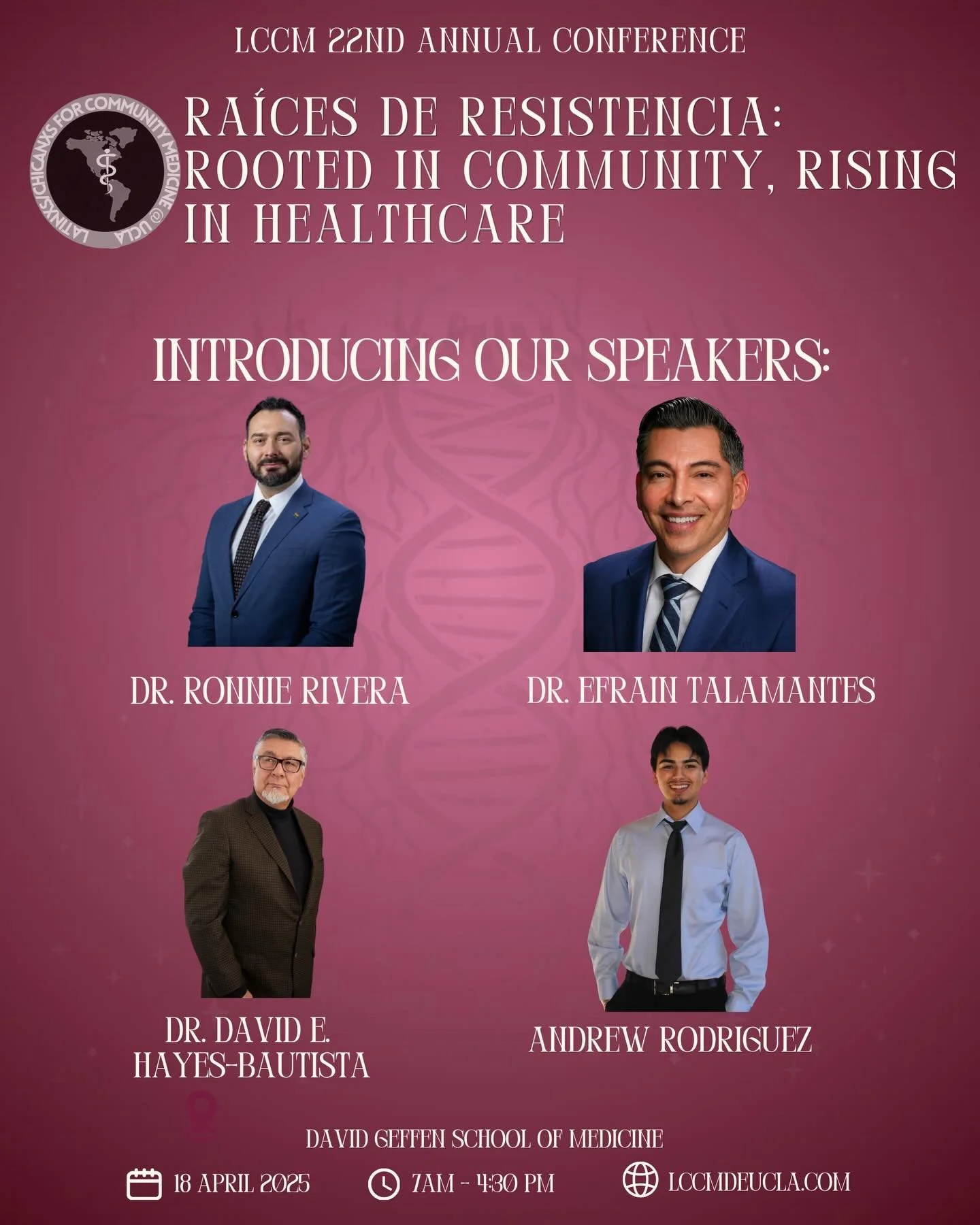 ⭐️ OUR 2026 CONFERENCE SPEAKERS! ⭐️

We&rsquo;re excited to introduce our guest speakers for our 22nd Annual Conference, RA&Iacute;CES DE RESISTENCIA: ROOTED IN COMMUNITY, RISING IN HEALTHCARE 🌱 ✨🩺

From advancing health equity to empowering future