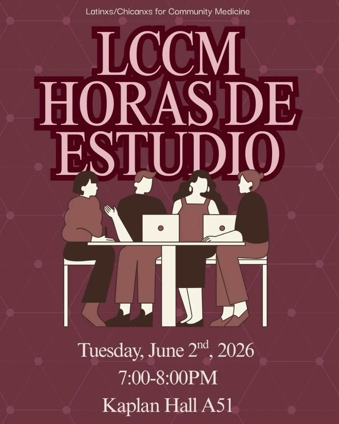 HAPPY WEEK 10 LCCMers!!!! 

We made it to Week 10! 📚✨

Join us for our final general meeting of the academic year, LCCM Horas de Estudio📖

As finals season approaches, come spend one last hour with the LCCM familia as we lock in and finish the quar