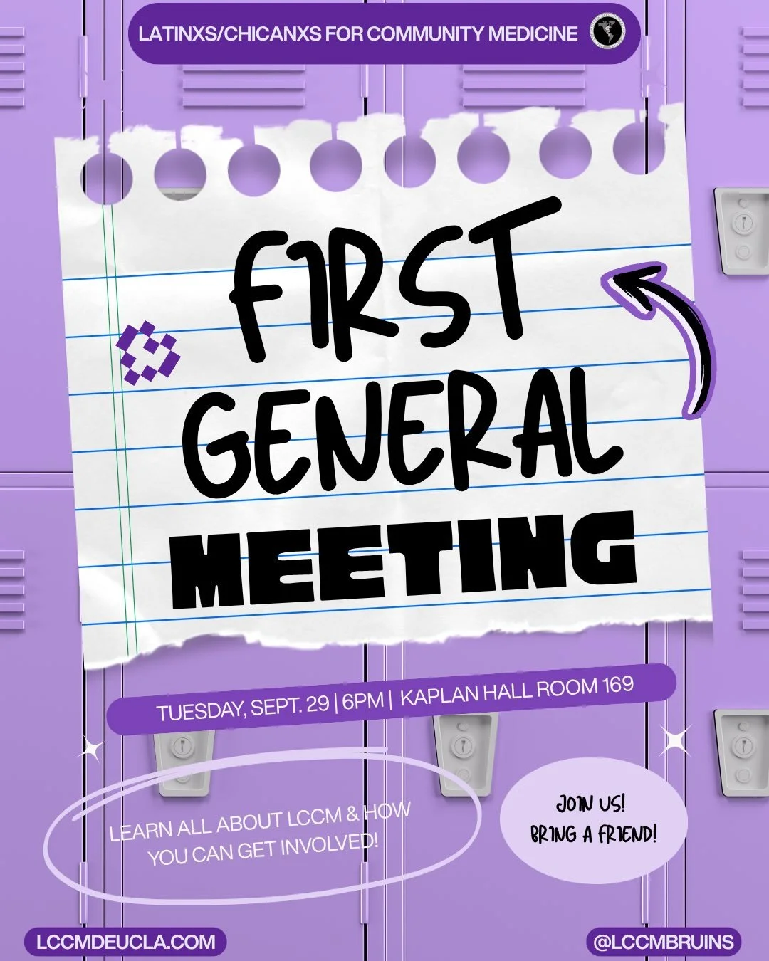 🐻✨&iexcl;Bienvenidos, Bruins!✨🐻

Join us for LCCM&rsquo;s FIRST General Meeting of the 2026&ndash;2027 academic year! 💜 We&rsquo;re so excited to kick off the year and welcome both new and returning members!

Come learn more about who we are, what