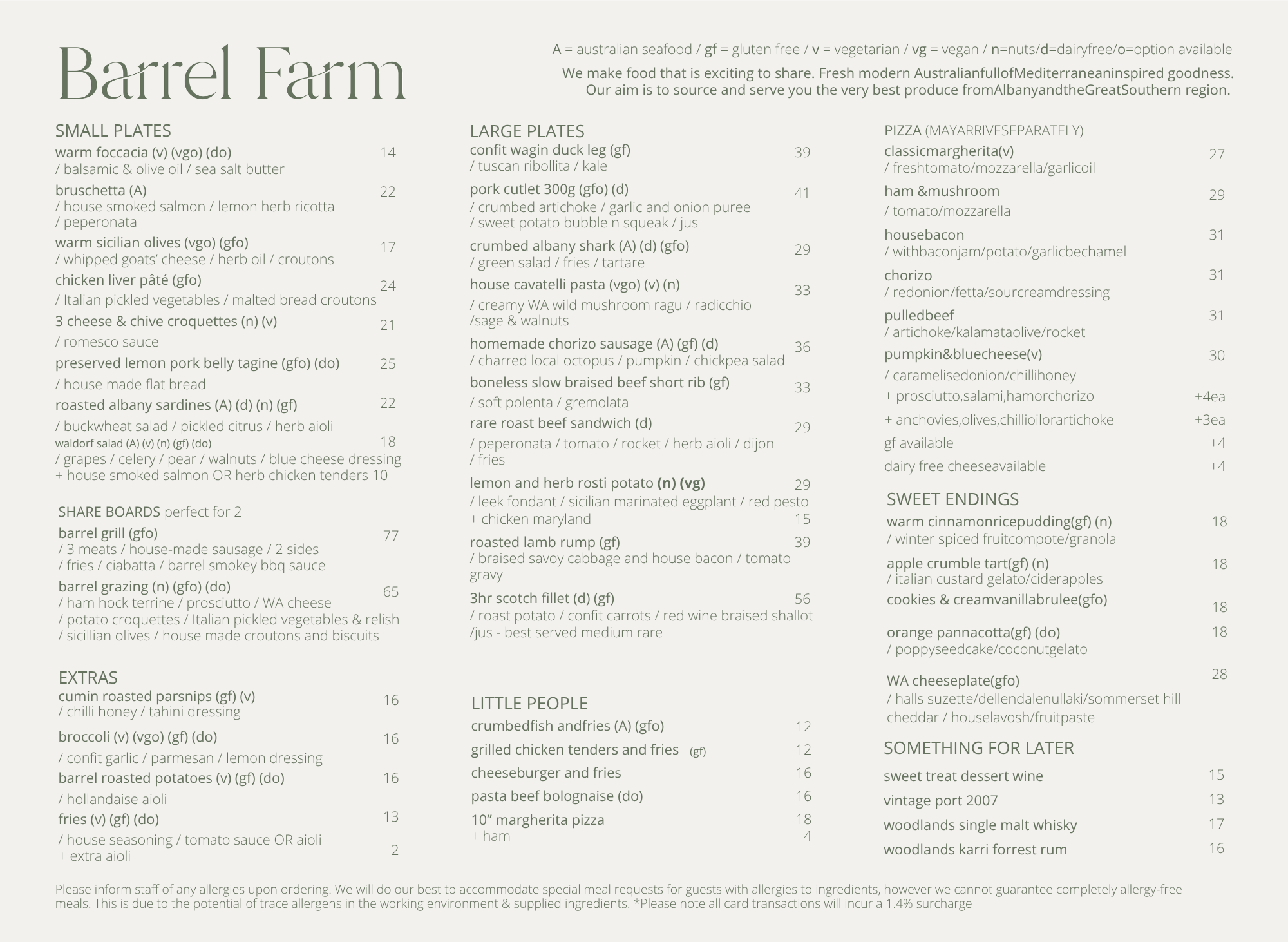 Beer Tree Farm Menu Menu | Explore Our Menu - Book Today — Barrel Farm