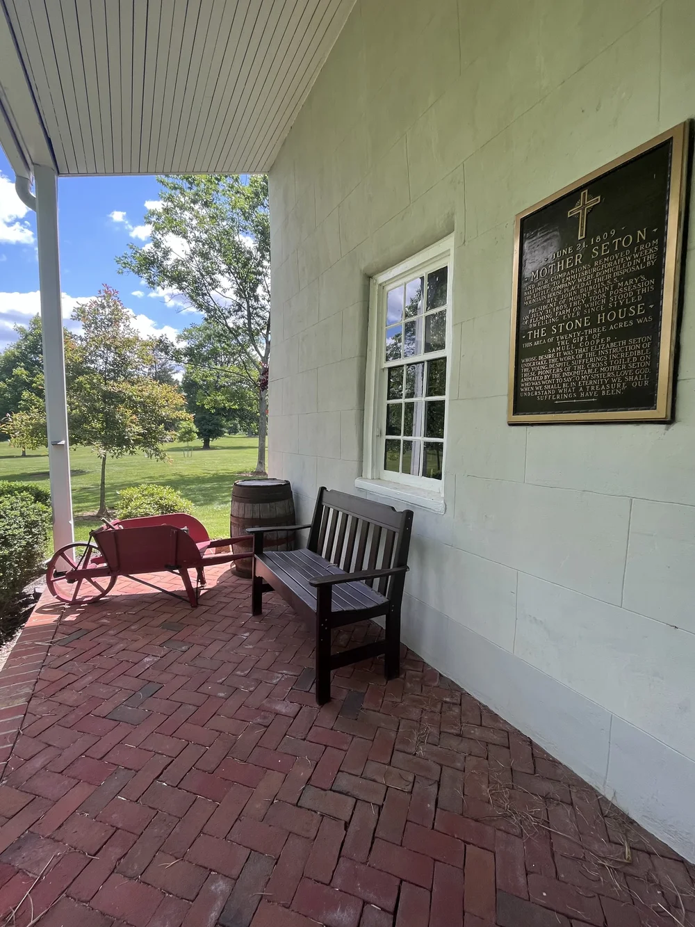 Front terrace of the Stone house, the first home in the valley for Mother Seton, her daughters, &amp; her first religious sisters