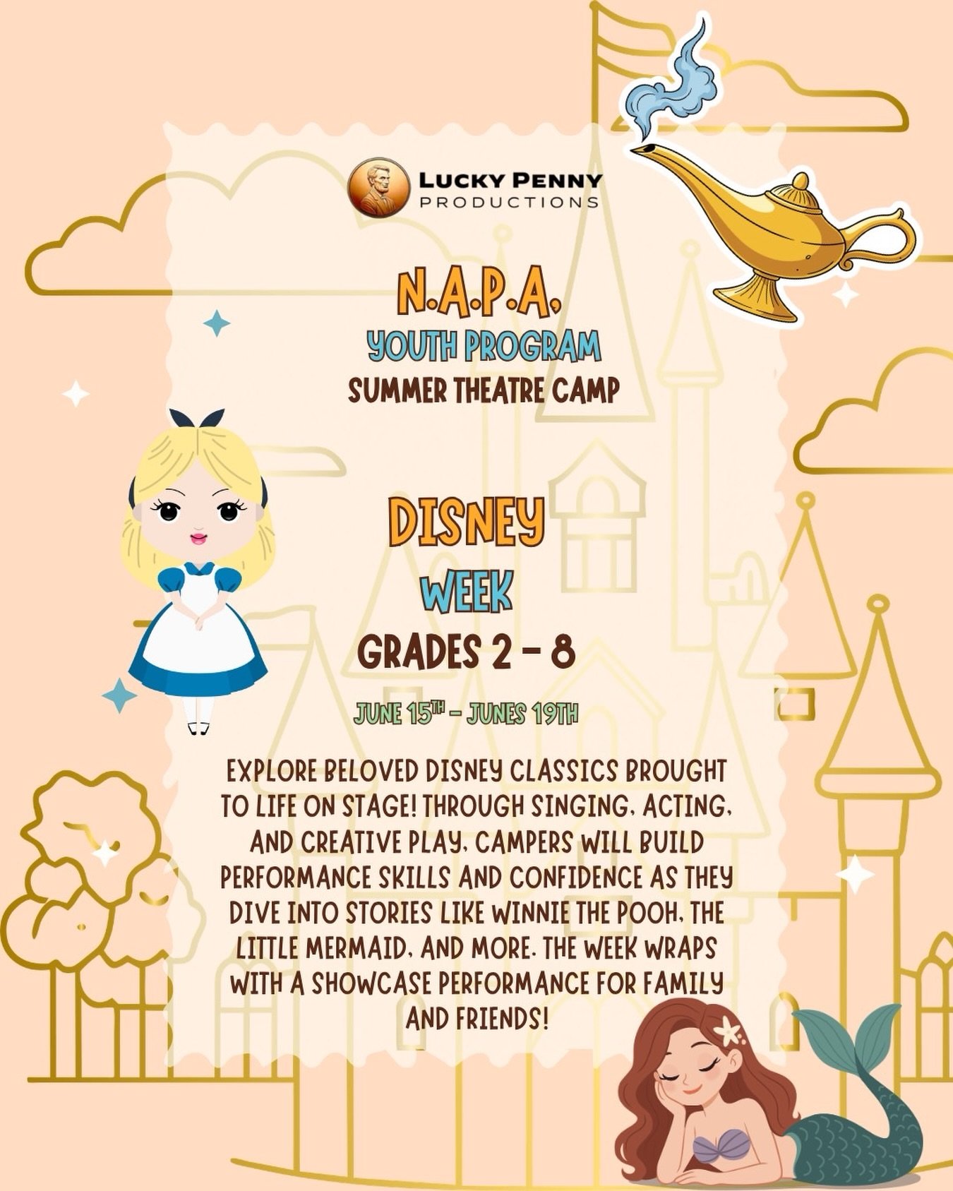 ✨ Does your child love Disney, performing, or imaginative play? Disney Summer Theatre Camp at Lucky Penny Productions starts June 15! ✨

Join @luckypennynapa for a magical adventure where favorite Disney classics come to life on stage. Campers will e