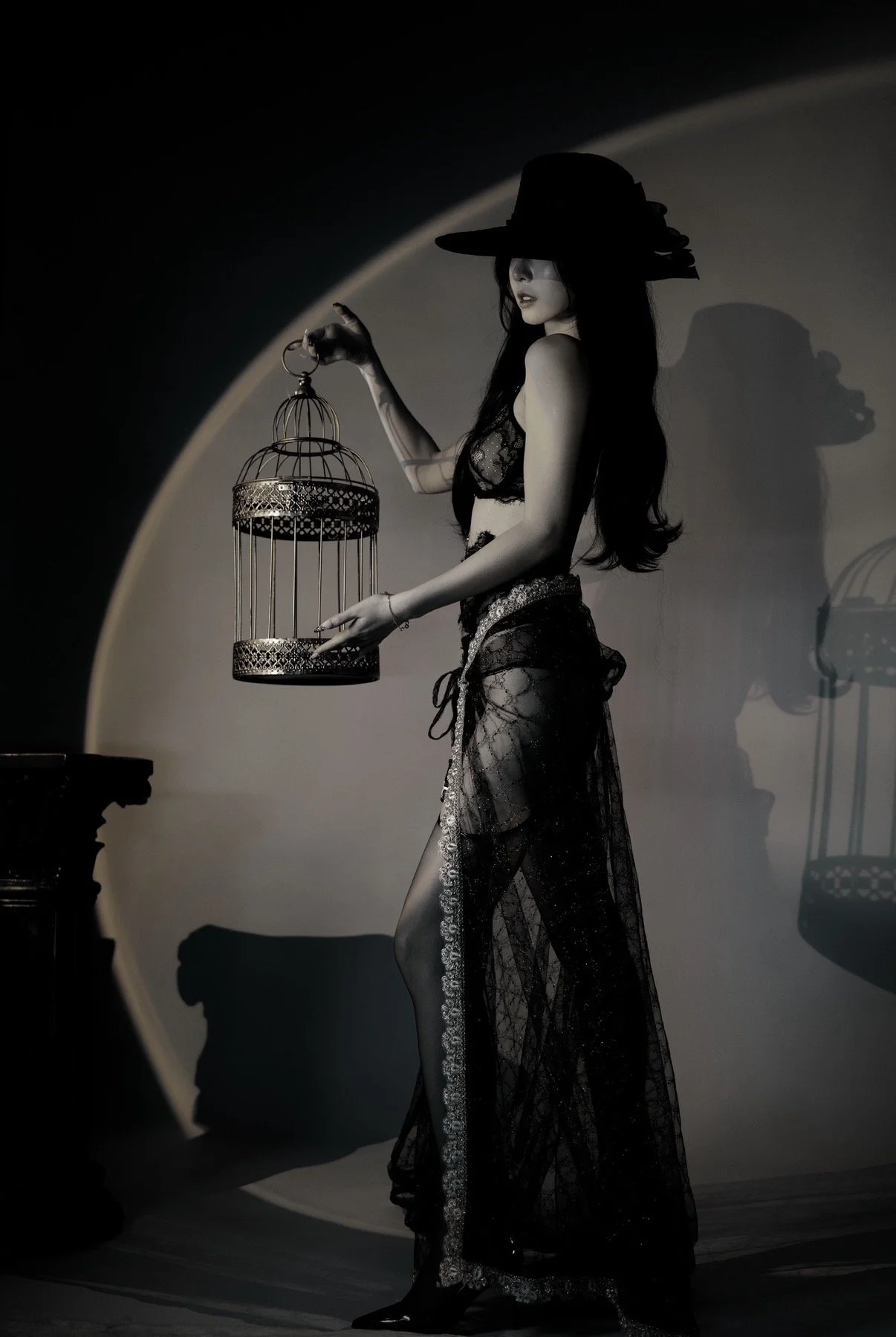 Geometric drawing of an outline square with sections divided by vertical, horizontal, and diagonal lines.