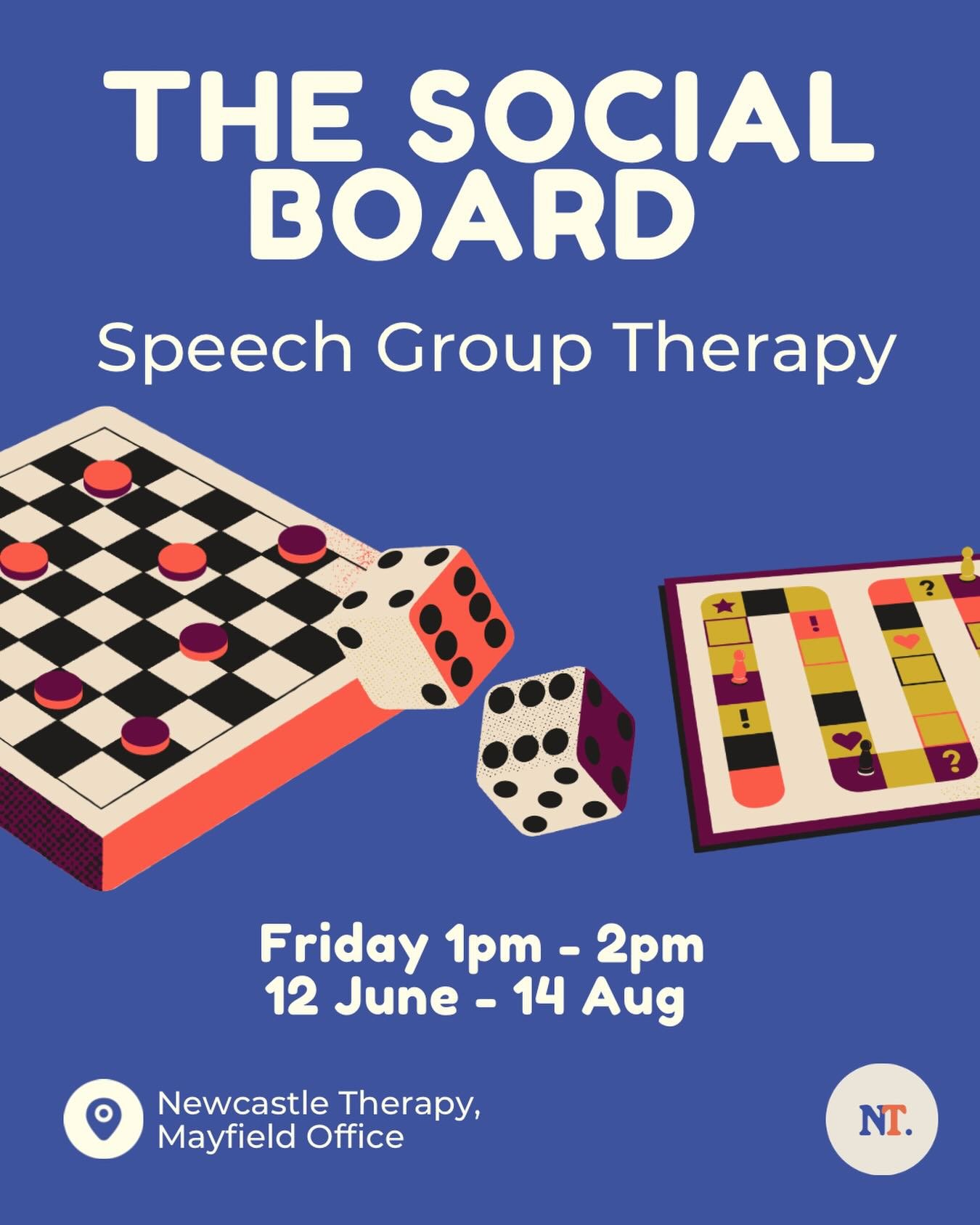 Newcastle Therapy is proud to introduce The Social Board- a fun, game-based speech therapy group starting June 12! 🎲 This neuro-affirming program uses tabletop gaming to build independence and provide real-world practice for your communication goals