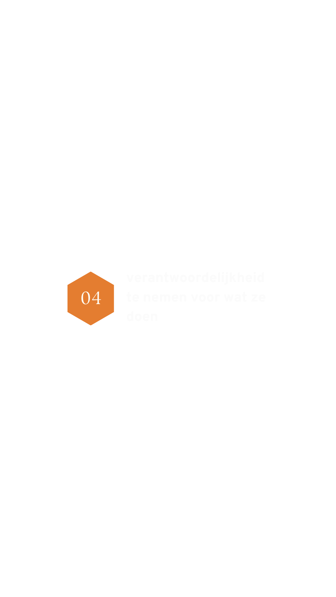 Een infographic met de titel '4 beste tips voor duurzaam ondernemen'. Het nummer 04 wordt weergegeven in een oranje hexagon en de tekst ernaast zegt 'verantwoordelijkheid te nemen voor wat ze doen'.