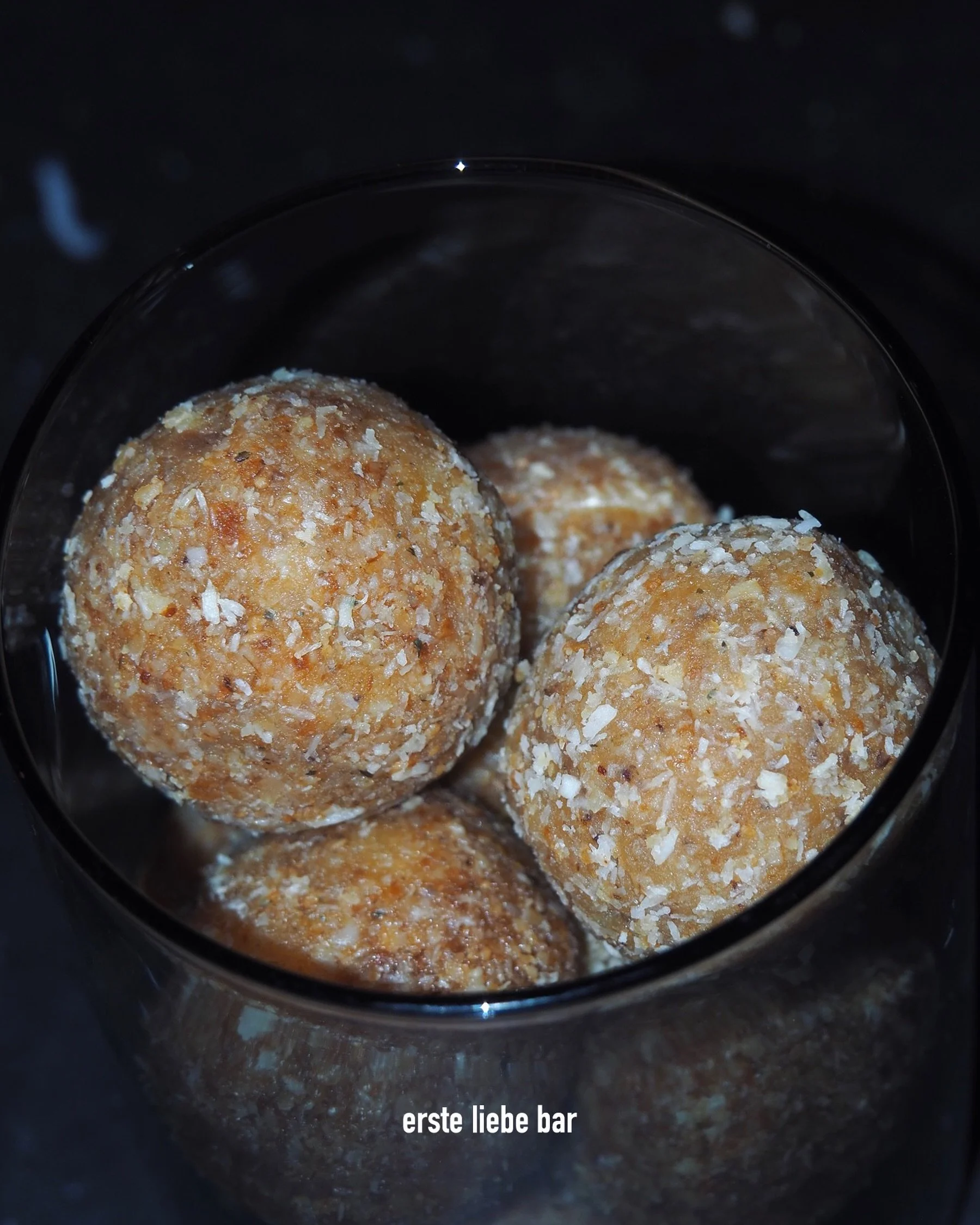 new addition to our fall menu: cake balls. chewy, doughy little bites rolled in our homemade erste liebe granola &mdash; the perfect tiny sweet treat.