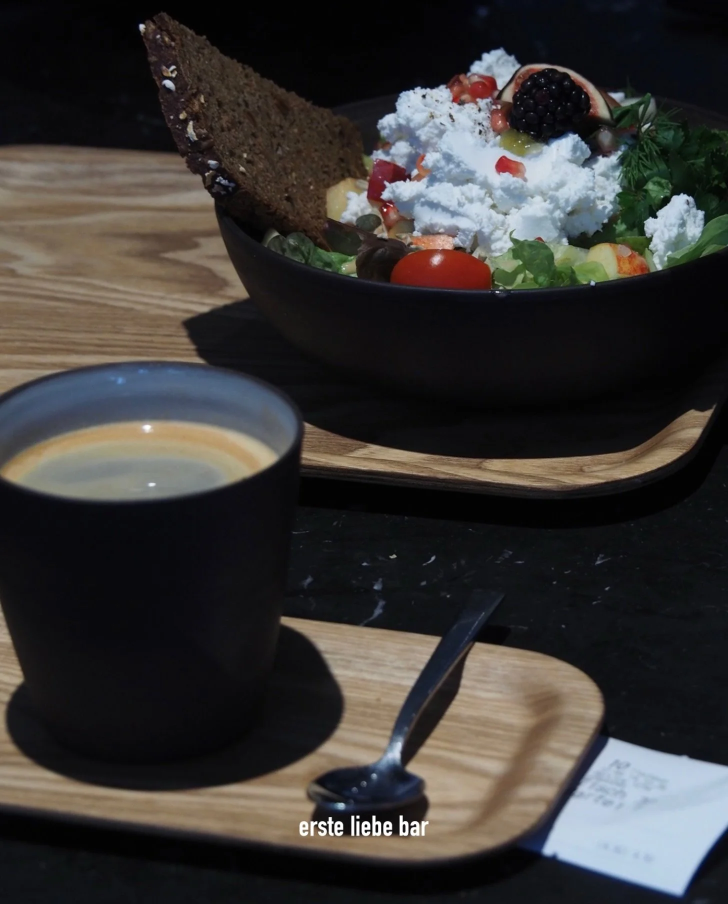 erste liebe salad and a coffee, the perfect combo. lunch available mo-fr from 12-15 uhr.