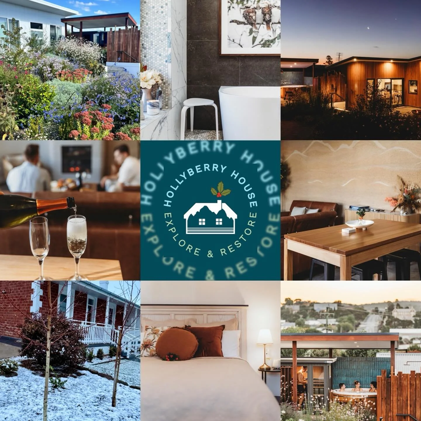 Nine little glimpses into Hollyberry Cottage ❄️✨
Snow on the ground outside, a warm glow in the backyard at night, the garden spa space ready to unwind in, cosy bedrooms, fresh bathrooms, and champagne waiting in the lounge&hellip; it&rsquo;s all her