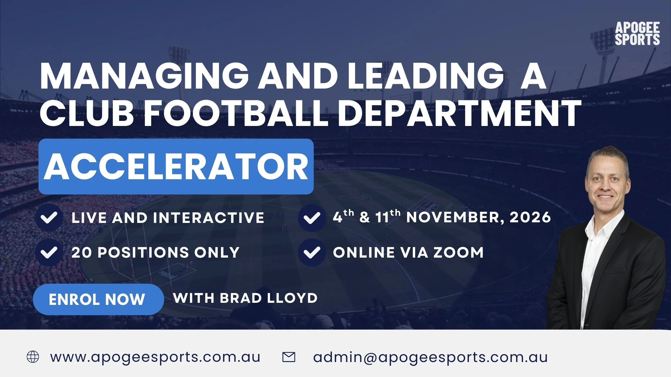 Managing and Leading Club Football Department Accelerator — APOGEE SPORTS